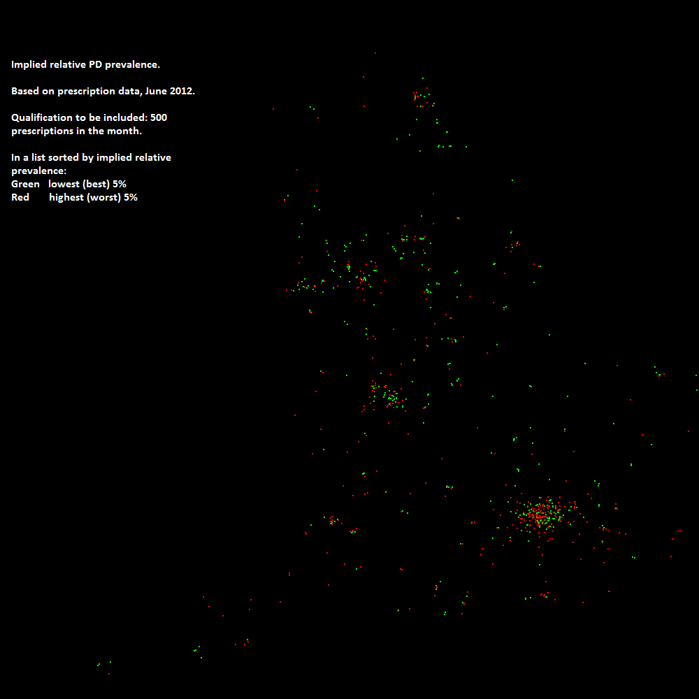 England prevalence split map